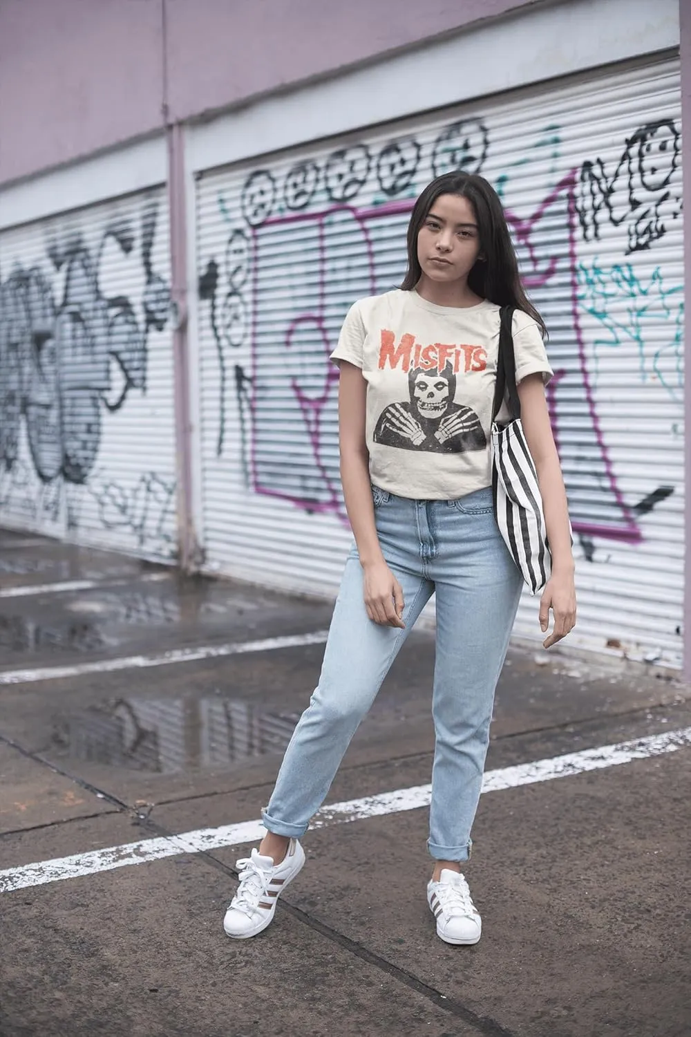 Misfits T Shirt Skull Crossed Arms Mens Short Sleeve T Shirts Classic Rock Vintage Style Graphic Tees