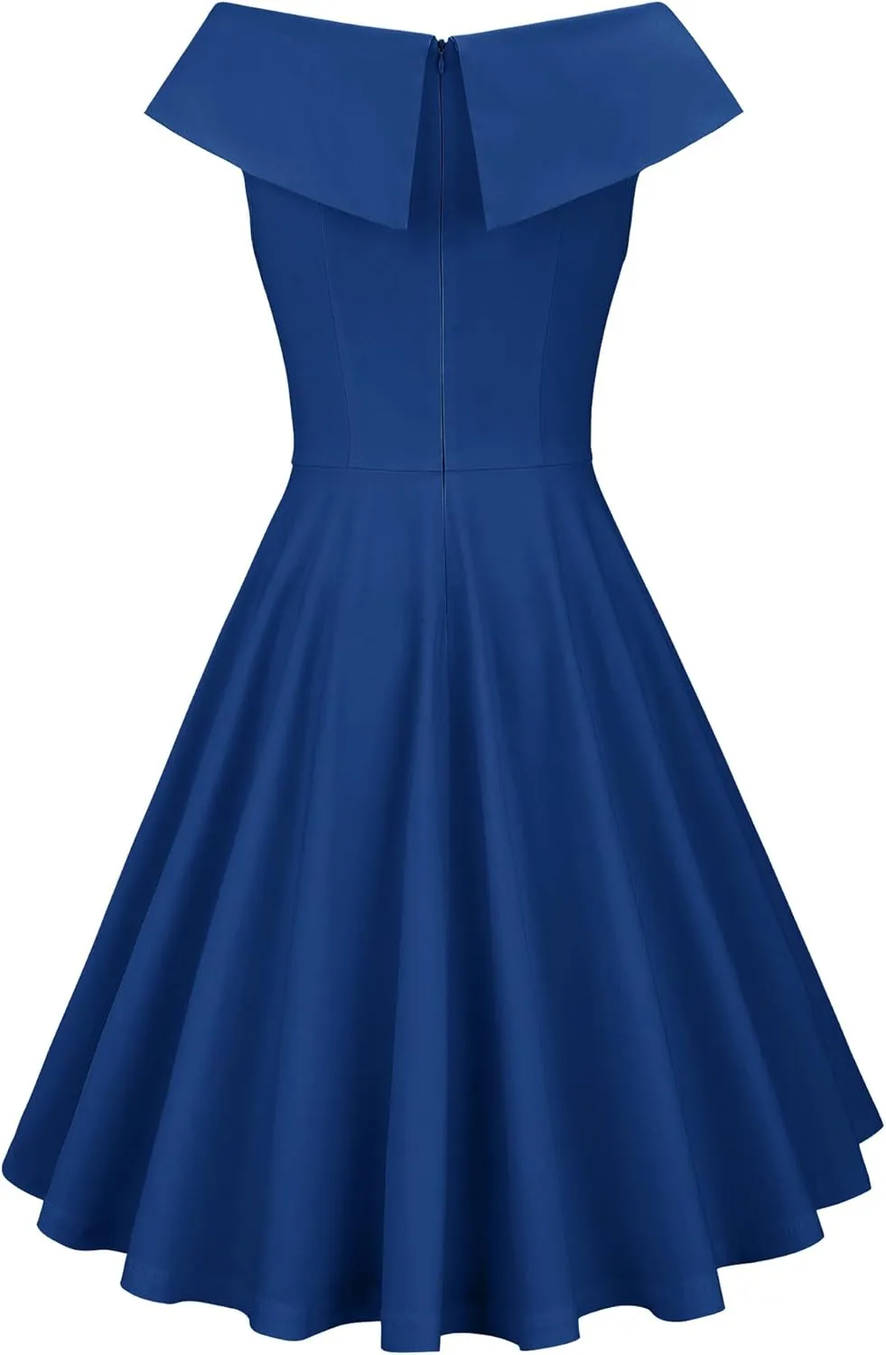 MUXXN Women's 1950s Retro Vintage Sleeveless V Neck Midi Cocktail Swing Dress
