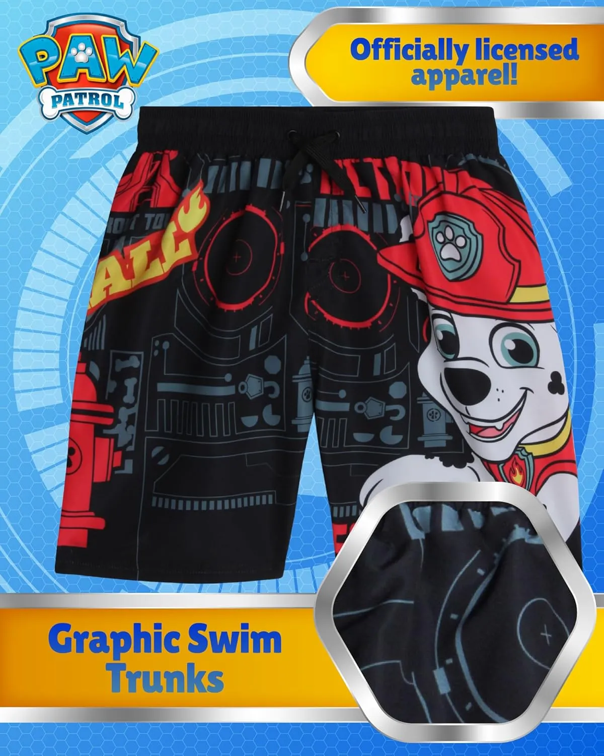Nickelodeon Boys Swim Trunks - Paw Patrol Chase Marshall Rubble TMNT UPF 50  Boys Swim Shorts for Toddler and Little Boy