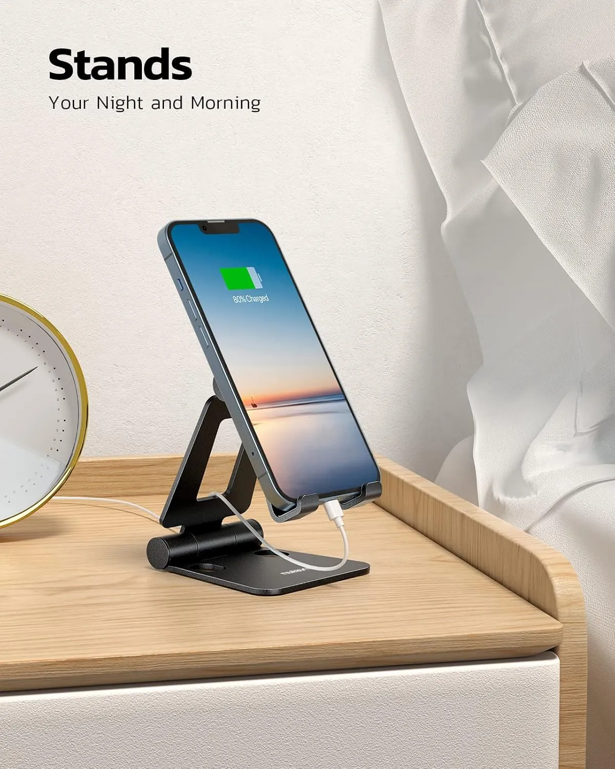 Nulaxy Dual Folding Cell Phone Stand, Fully Adjustable Foldable Desktop Phone Holder Cradle Dock Compatible with Phone 16 15 14 13 12 11 Pro Xs Xs Max Xr X 8, Nintendo Switch, All Phones