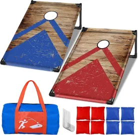 NZQXJXZ Portable Cornhole Board Set with 8 Bean Bags - 3x2 Ft Corn Hole Toss Game for Indoor and Outdoor Parties, Ideal for Kids, Adults, Beach, Yard and Camping