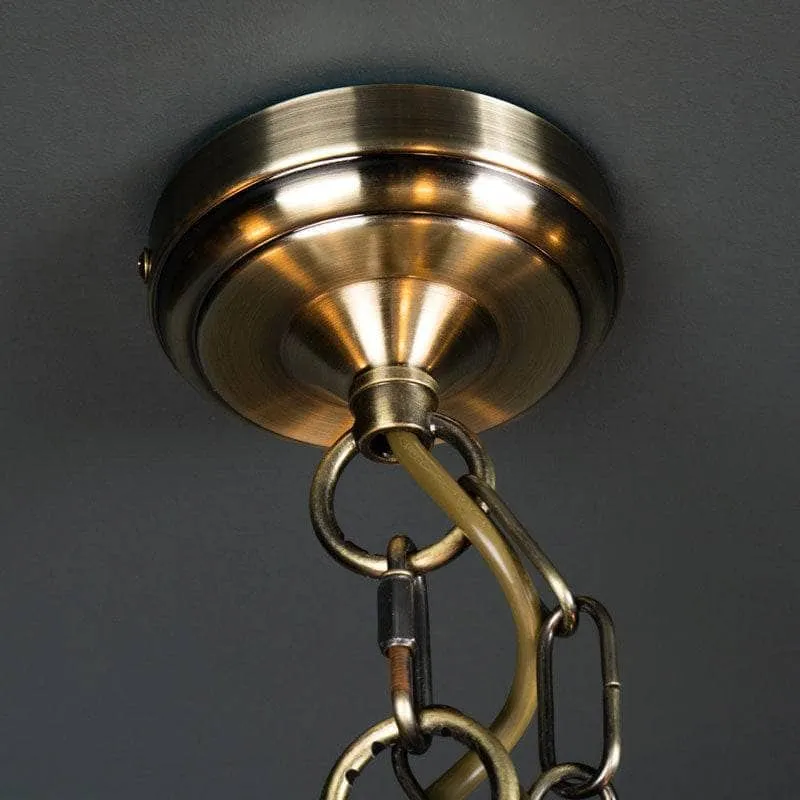 Pesscara 5 Light Antique Brass & Alabaster Glass Pendant Light