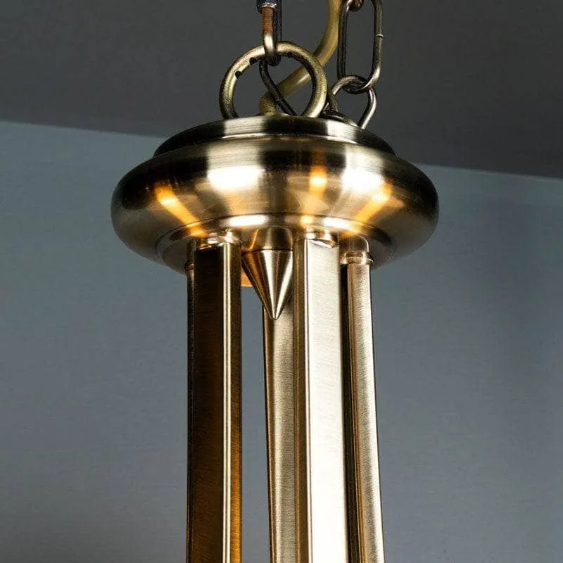 Pesscara 5 Light Antique Brass & Alabaster Glass Pendant Light