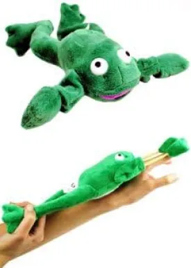 Playmaker Toys - Flying Screaming Flingshot Slingshot Novelty Frog Plush Doll Toy, Launches up to 50 Feet
