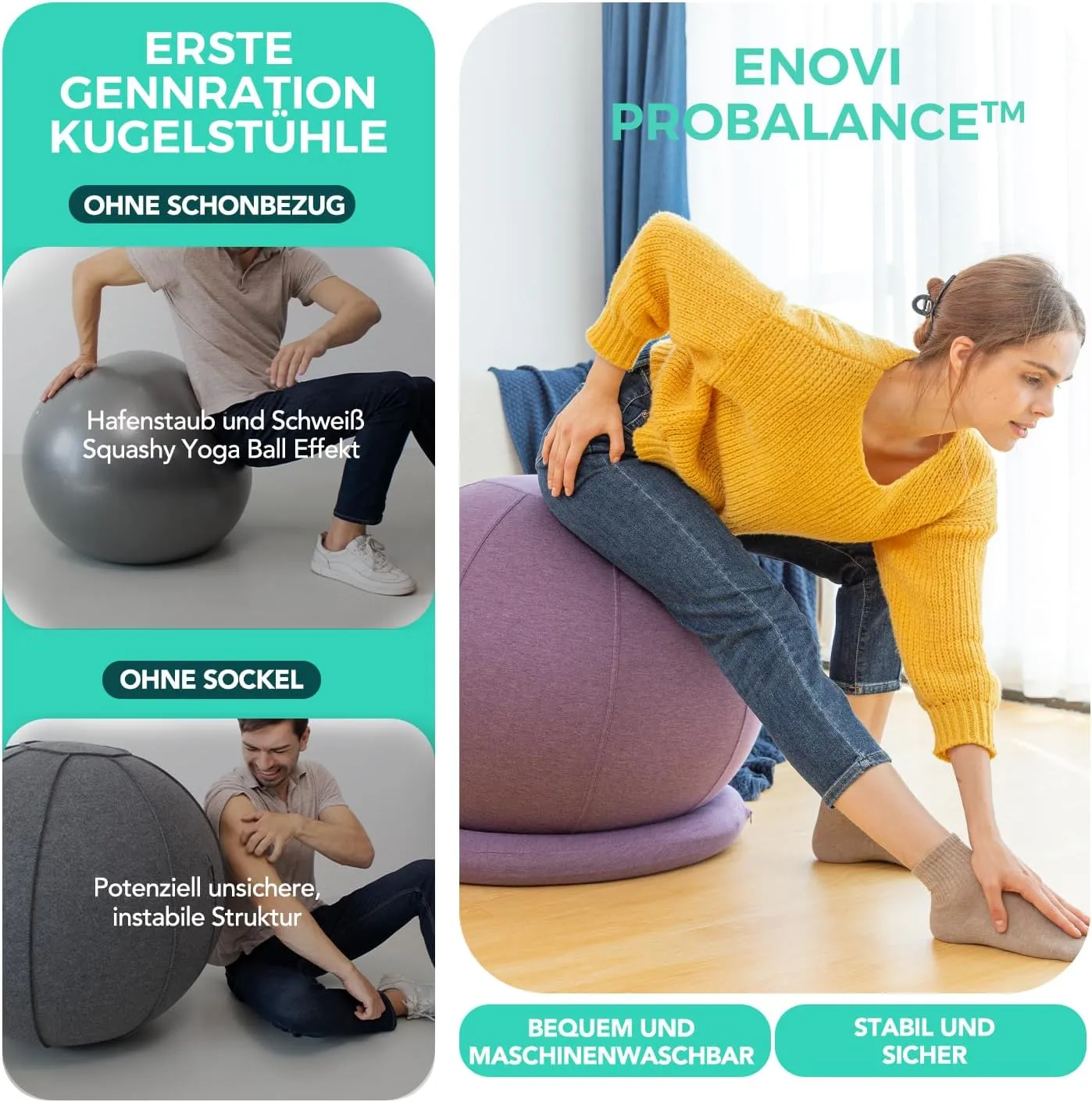 ProBalance Ball Chair, Yoga Ball Chair Exercise Ball Chair with Slipcover and Base for Home Office Desk, Birthing & Pregnancy, Stability Ball & Balance Ball Seat to Relieve Back Pain, Multiple color size