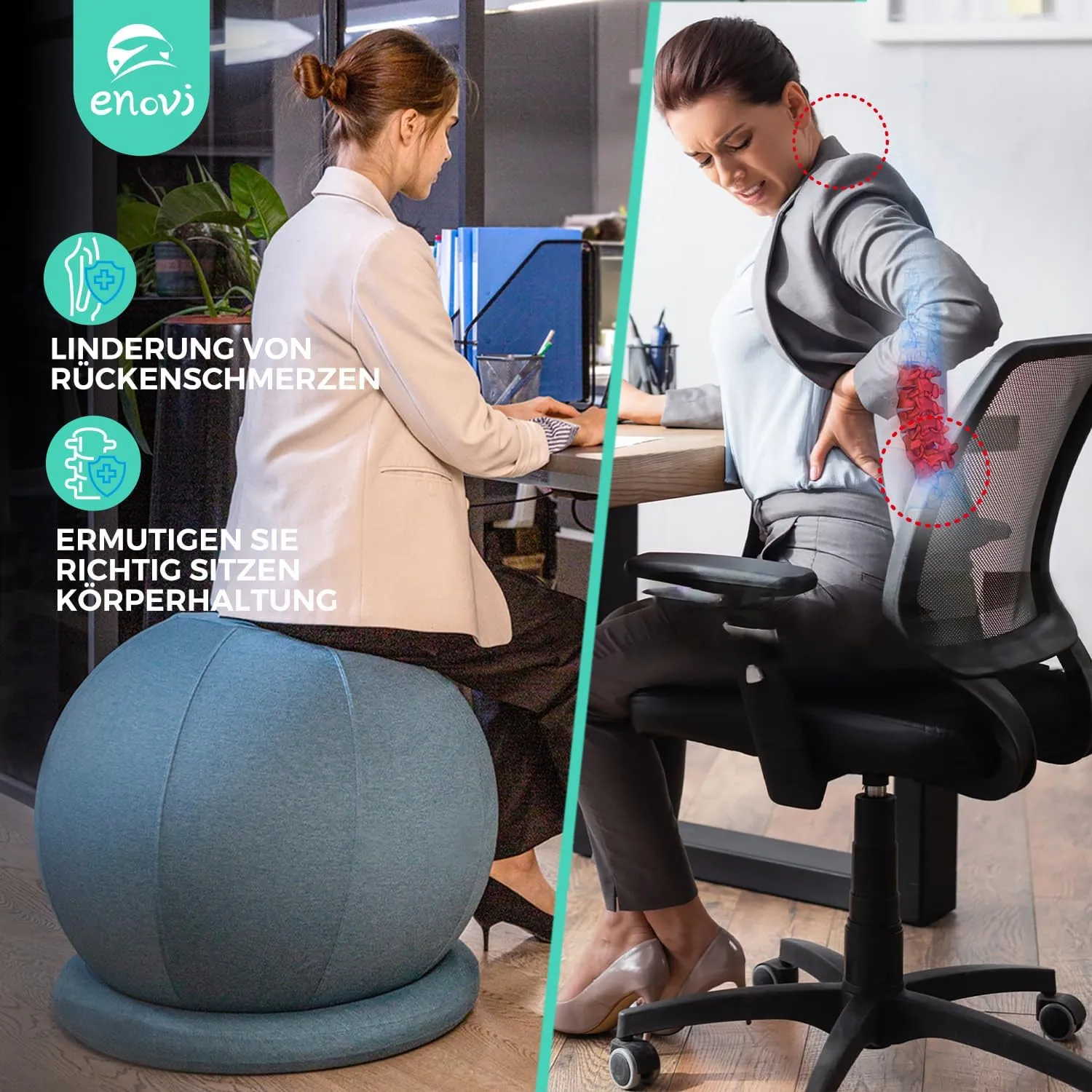 ProBalance Ball Chair, Yoga Ball Chair Exercise Ball Chair with Slipcover and Base for Home Office Desk, Birthing & Pregnancy, Stability Ball & Balance Ball Seat to Relieve Back Pain, Multiple color size