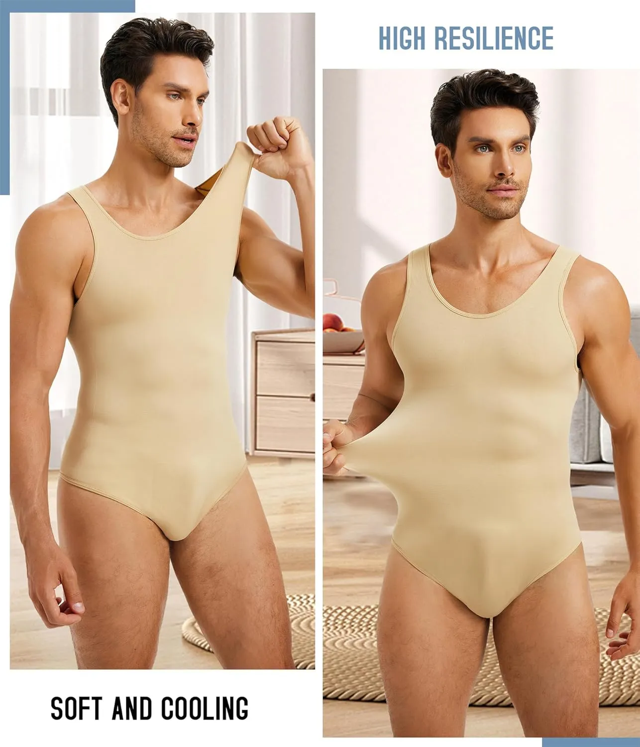 TAILONG Mens Shapewear Tummy Control Full Body Shaper Compression Slimming Bodysuit Sleeveless Undershirts Fajas Para Hombres