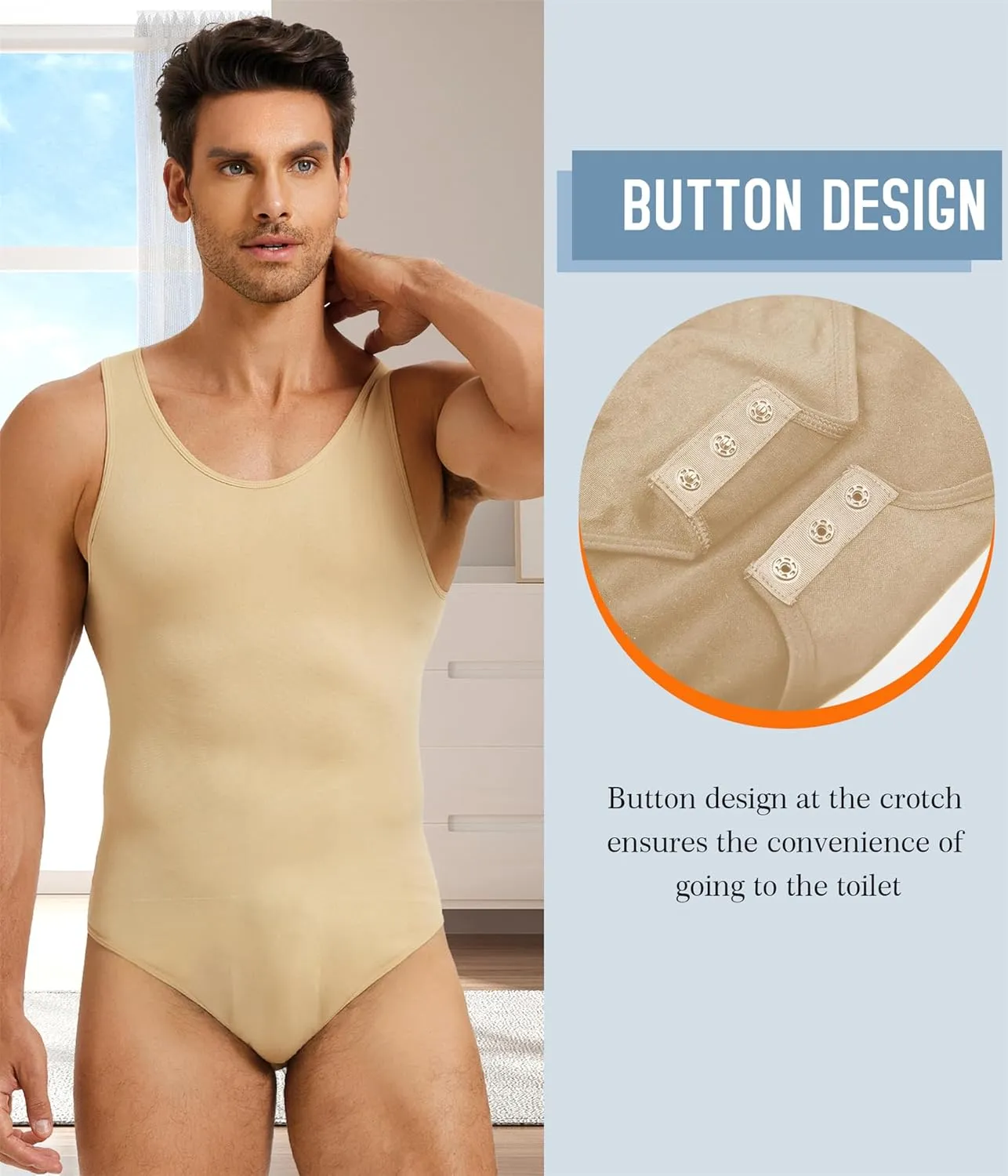 TAILONG Mens Shapewear Tummy Control Full Body Shaper Compression Slimming Bodysuit Sleeveless Undershirts Fajas Para Hombres