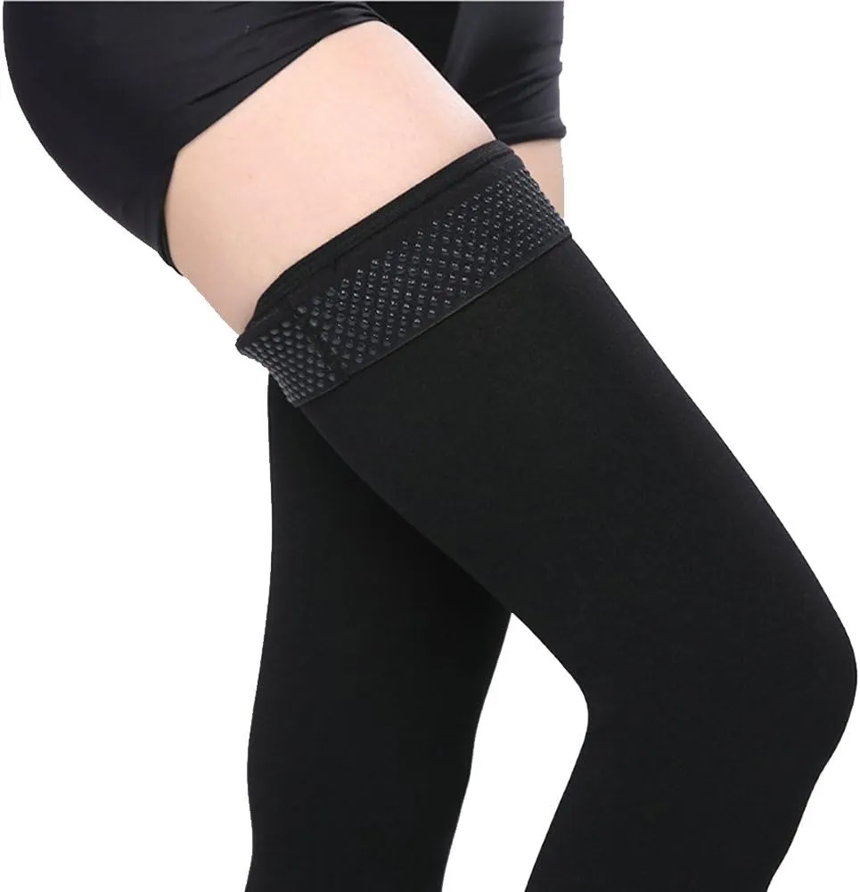 Thigh High Compression Socks, Firm Support 20-30 mmHg Gradient Compression Stockings with Silicone Band. Treatment for Runnin
