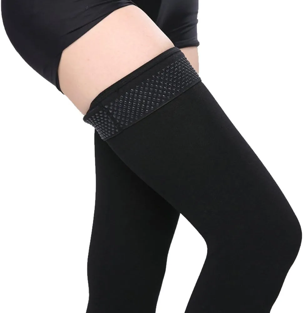 Thigh High Compression Socks, Firm Support 20-30 mmHg Gradient Compression Stockings with Silicone Band. Treatment for Runnin