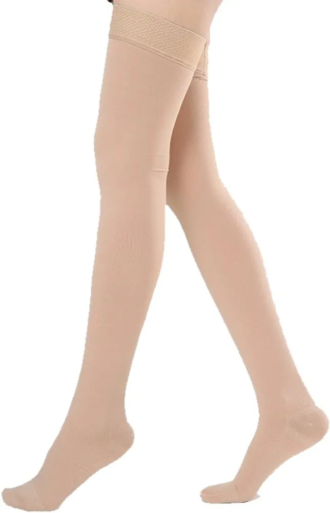 Thigh High Compression Socks, Firm Support 20-30 mmHg Gradient Compression Stockings with Silicone Band. Treatment for Runnin