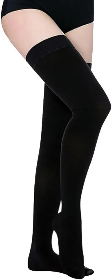 Thigh High Compression Socks, Firm Support 20-30 mmHg Gradient Compression Stockings with Silicone Band. Treatment for Runnin