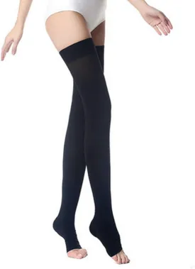 Thigh High Compression Socks, Firm Support 20-30 mmHg Gradient Compression Stockings with Silicone Band. Treatment for Runnin