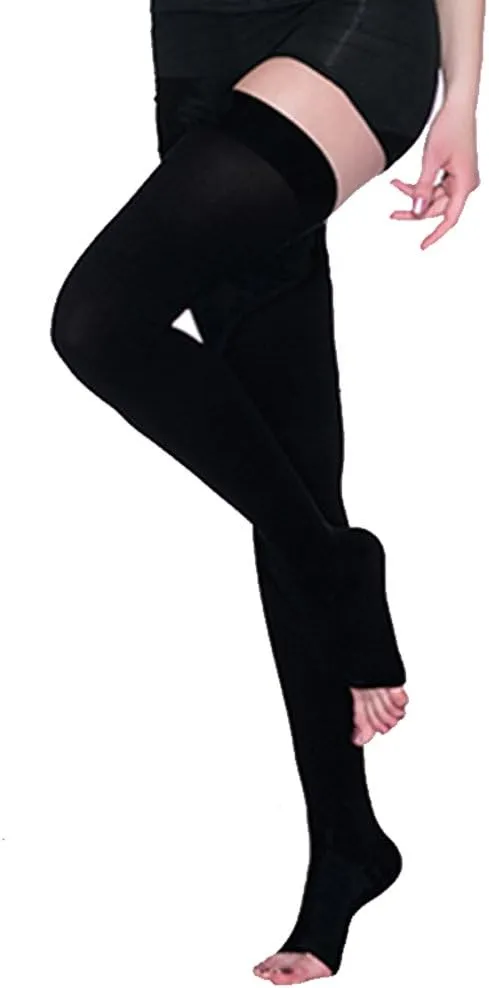 Thigh High Compression Socks, Firm Support 20-30 mmHg Gradient Compression Stockings with Silicone Band. Treatment for Runnin