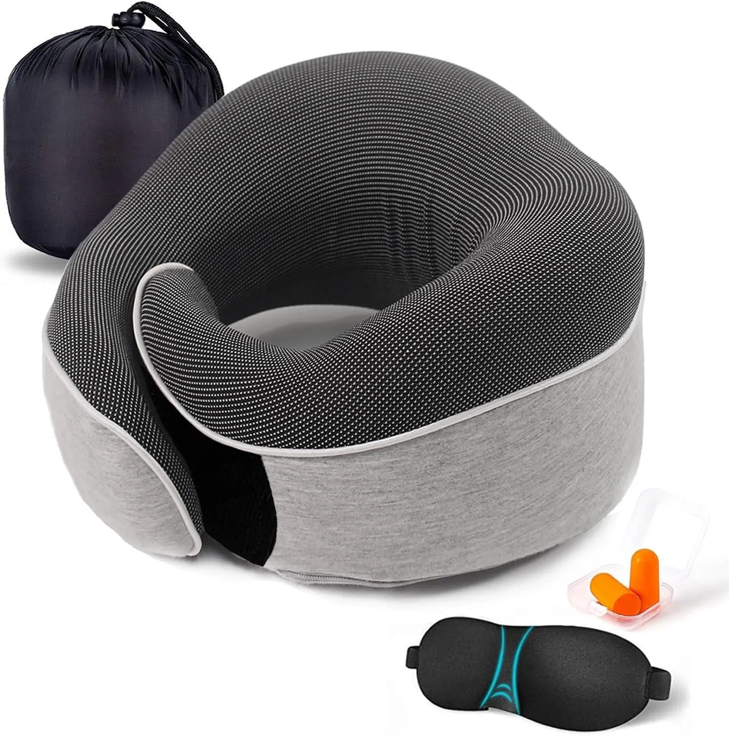 Travel Neck Pillow Chin Support Pillow Adjustable 100% Pure Memory Foam Pillow for Home, Airplanes & Car, New Ergonomic Design Soft Best Full Neck Surround Pillow Sleep (Grey)