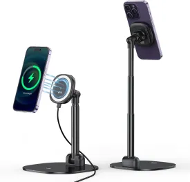 VRIG Magnetic Desk Phone Stand for Office/Home 360Rotation Rechargeable Phone Holder with Magnetic Ring Height&Tilt Adjustable Cell Phone Stand for iPhone 16 15 14 13 12 and More/Android